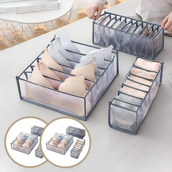 DRAWERGENIE® –  SET DE 3 ORGANIZATOARE PENTRU GARDEROBĂ 1+1 GRATIS