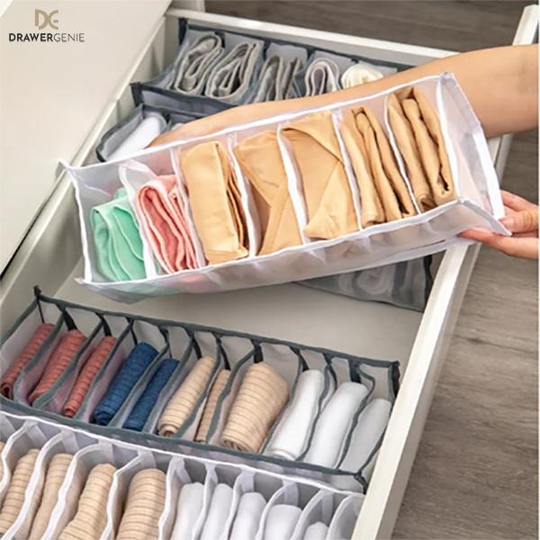 DRAWERGENIE® –  SET DE 3 ORGANIZATOARE PENTRU GARDEROBĂ 1+1 GRATIS