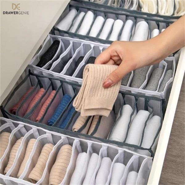 DRAWERGENIE® –  SET DE 3 ORGANIZATOARE PENTRU GARDEROBĂ 1+1 GRATIS