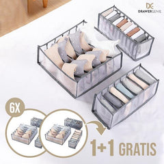 DRAWERGENIE® –  SET DE 3 ORGANIZATOARE PENTRU GARDEROBĂ 1+1 GRATIS