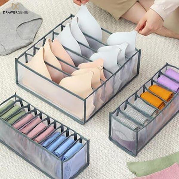 DRAWERGENIE® –  SET DE 3 ORGANIZATOARE PENTRU GARDEROBĂ 1+1 GRATIS