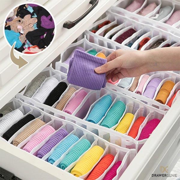 DRAWERGENIE® –  SET DE 3 ORGANIZATOARE PENTRU GARDEROBĂ 1+1 GRATIS