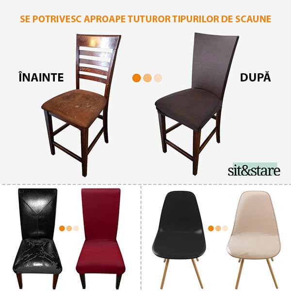 SIT&STARE®: HUSE ELASTICE PENTRU SCAUNE - 4 SAU 6 HUSE